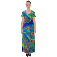 My Bubble Project Fit To Screen High Waist Short Sleeve Maxi Dress