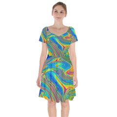 My Bubble Project Fit To Screen Short Sleeve Bardot Dress by artworkshop