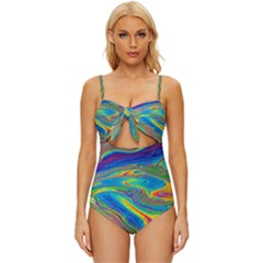 My Bubble Project Fit To Screen Knot Front One-piece Swimsuit by artworkshop