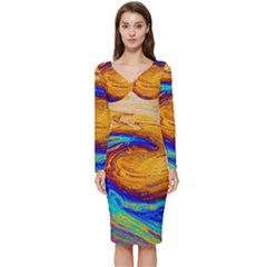 My Bubble Project Long Sleeve V-neck Bodycon Dress  by artworkshop