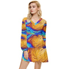 My Bubble Project Tiered Long Sleeve Mini Dress