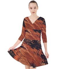 Painting Wallpaper Quarter Sleeve Front Wrap Dress