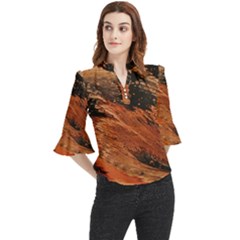 Painting Wallpaper Loose Horn Sleeve Chiffon Blouse