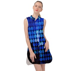 Pattern Blue Logo Sleeveless Shirt Dress by artworkshop