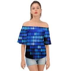 Pattern Blue Logo Off Shoulder Short Sleeve Top