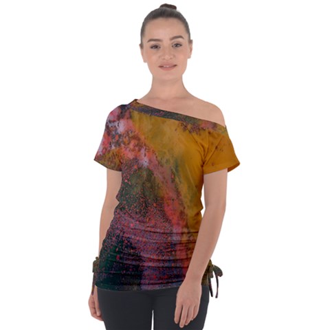 Pollock Off Shoulder Tie-up Tee by artworkshop