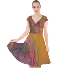 Pollock Cap Sleeve Front Wrap Midi Dress by artworkshop