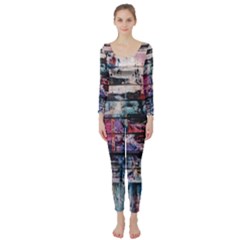 Splattered Paint On Wall Long Sleeve Catsuit by artworkshop