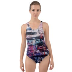 Splattered Paint On Wall Cut-out Back One Piece Swimsuit by artworkshop