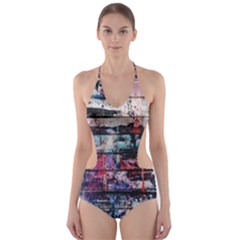 Splattered Paint On Wall Cut-out One Piece Swimsuit by artworkshop