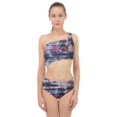 Splattered Paint On Wall Spliced Up Two Piece Swimsuit by artworkshop
