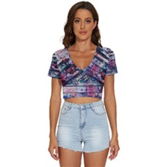 Splattered Paint On Wall V-neck Crop Top by artworkshop