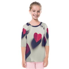 Valentine Day Heart 3d Kids  Quarter Sleeve Raglan Tee