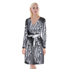 Iron Slide Long Sleeve Velvet Front Wrap Dress by MRNStudios