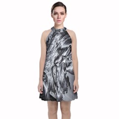 Iron Slide Velvet Halter Neckline Dress  by MRNStudios