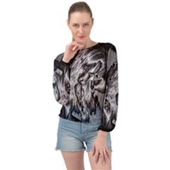 Iron Slide Banded Bottom Chiffon Top by MRNStudios