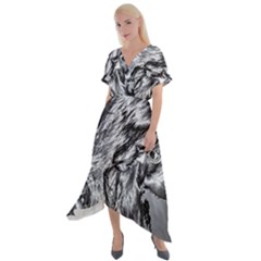 Iron Slide Cross Front Sharkbite Hem Maxi Dress by MRNStudios