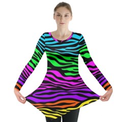 Colorful Zebra Long Sleeve Tunic  by Angelandspot