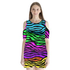 Colorful Zebra Shoulder Cutout Velvet One Piece by Angelandspot