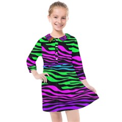 Colorful Zebra Kids  Quarter Sleeve Shirt Dress by Angelandspot