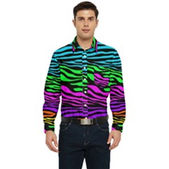 Colorful Zebra Men s Long Sleeve Pocket Shirt 