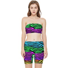 Colorful Zebra Stretch Shorts and Tube Top Set