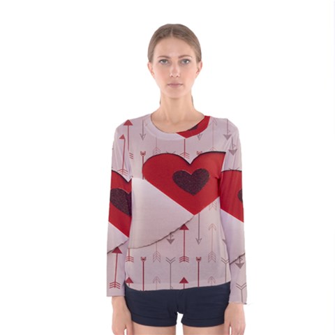 Valentine Day Heart Love Logo Women s Long Sleeve Tee by artworkshop