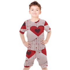 Valentine Day Heart Love Logo Kids  Tee And Shorts Set