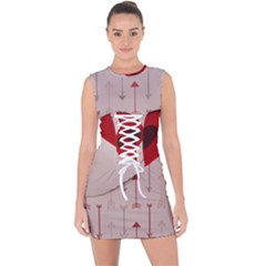 Valentine Day Heart Love Logo Lace Up Front Bodycon Dress by artworkshop