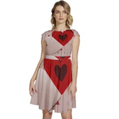 Valentine Day Heart Love Logo Cap Sleeve High Waist Dress