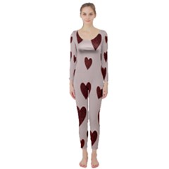 Valentine Day Heart Love Pattern Long Sleeve Catsuit