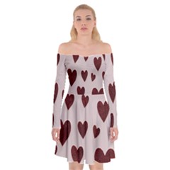 Valentine Day Heart Love Pattern Off Shoulder Skater Dress by artworkshop