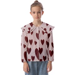 Valentine Day Heart Love Pattern Kids  Peter Pan Collar Blouse