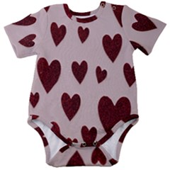 Valentine Day Heart Love Pattern Baby Short Sleeve Bodysuit by artworkshop