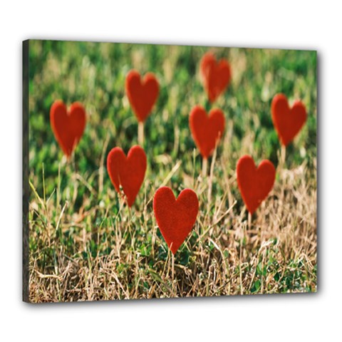 Valentine Day Heart Pattern Love Canvas 24  x 20  (Stretched)