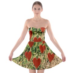 Valentine Day Heart Pattern Love Strapless Bra Top Dress by artworkshop