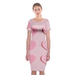 Valentine Day Heart Pattern Pink Classic Short Sleeve Midi Dress by artworkshop