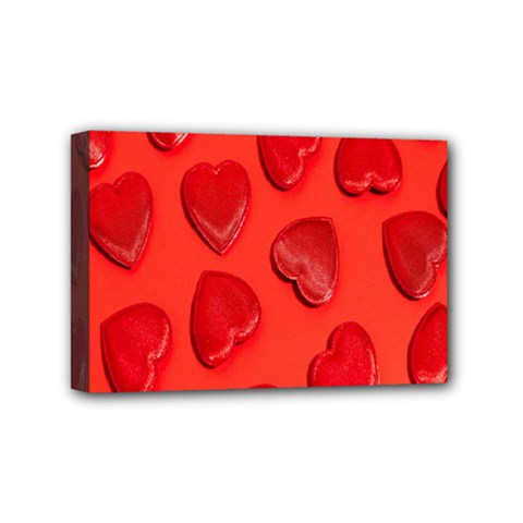 Valentine Day Heart Pattern  Mini Canvas 6  X 4  (stretched) by artworkshop