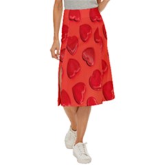 Valentine Day Heart Pattern  Midi Panel Skirt by artworkshop