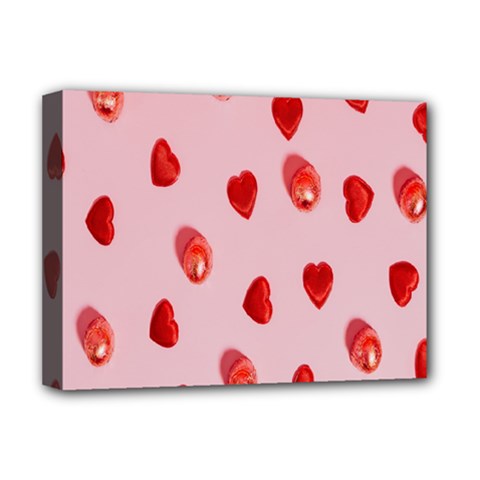 Valentine Day Heart Pattern Deluxe Canvas 16  X 12  (stretched)  by artworkshop