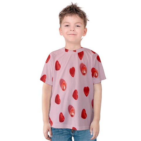 Valentine Day Heart Pattern Kids  Cotton Tee by artworkshop