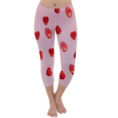 Valentine Day Heart Pattern Capri Winter Leggings 