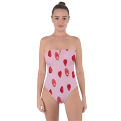 Valentine Day Heart Pattern Tie Back One Piece Swimsuit by artworkshop