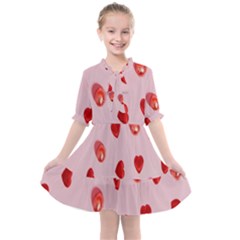 Valentine Day Heart Pattern Kids  All Frills Chiffon Dress by artworkshop