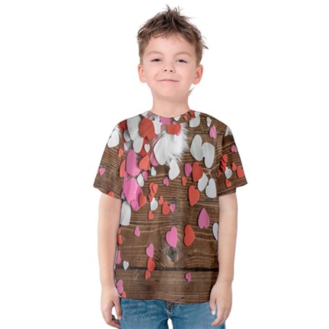 Valentine Day Heart Wallpaper Kids  Cotton Tee by artworkshop