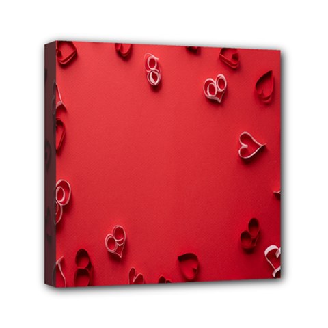 Valentine Day Logo Heart Ribbon Mini Canvas 6  X 6  (stretched) by artworkshop