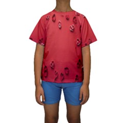 Valentine Day Logo Heart Ribbon Kids  Short Sleeve Swimwear by artworkshop