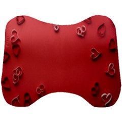 Valentine Day Logo Heart Ribbon Head Support Cushion by artworkshop