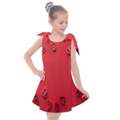 Valentine Day Logo Heart Ribbon Kids  Tie Up Tunic Dress by artworkshop