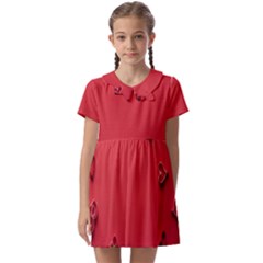 Valentine Day Logo Heart Ribbon Kids  Asymmetric Collar Dress by artworkshop